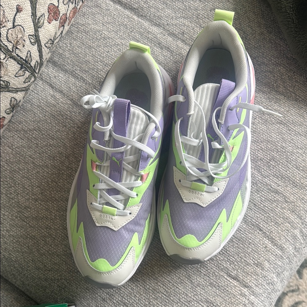 PUMA Lavender & Neon Green Chunky Sneakers